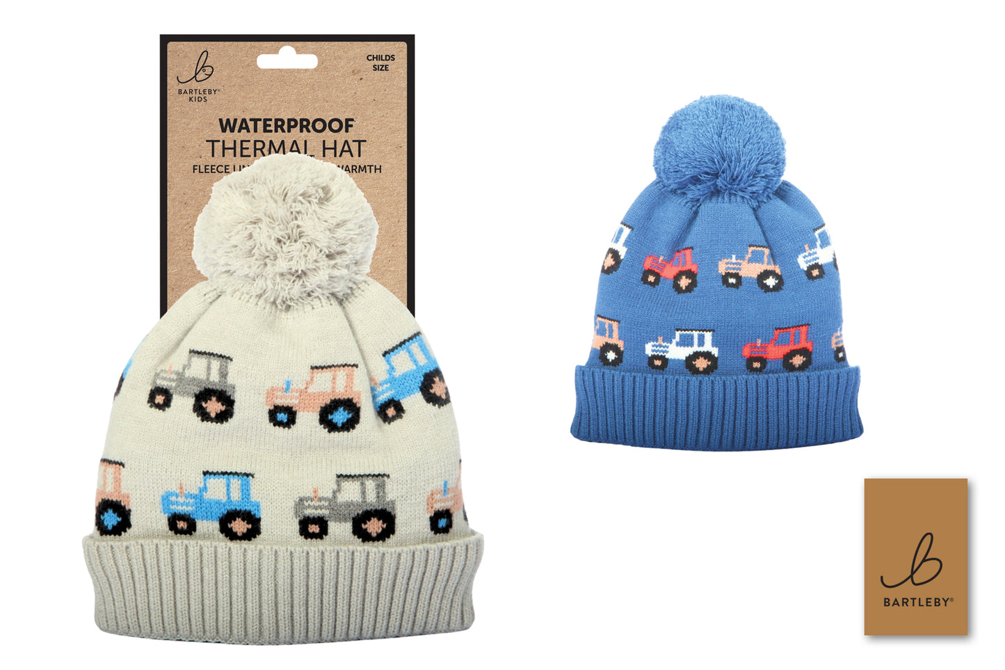 Childs Waterproof Tractor Bobble Hat